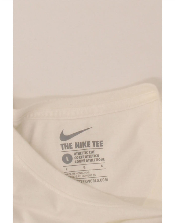 NIKE Mens Graphic T-Shirt Top Large White Cotton Vintage Nike and Second-Hand Nike from Messina Hembry 