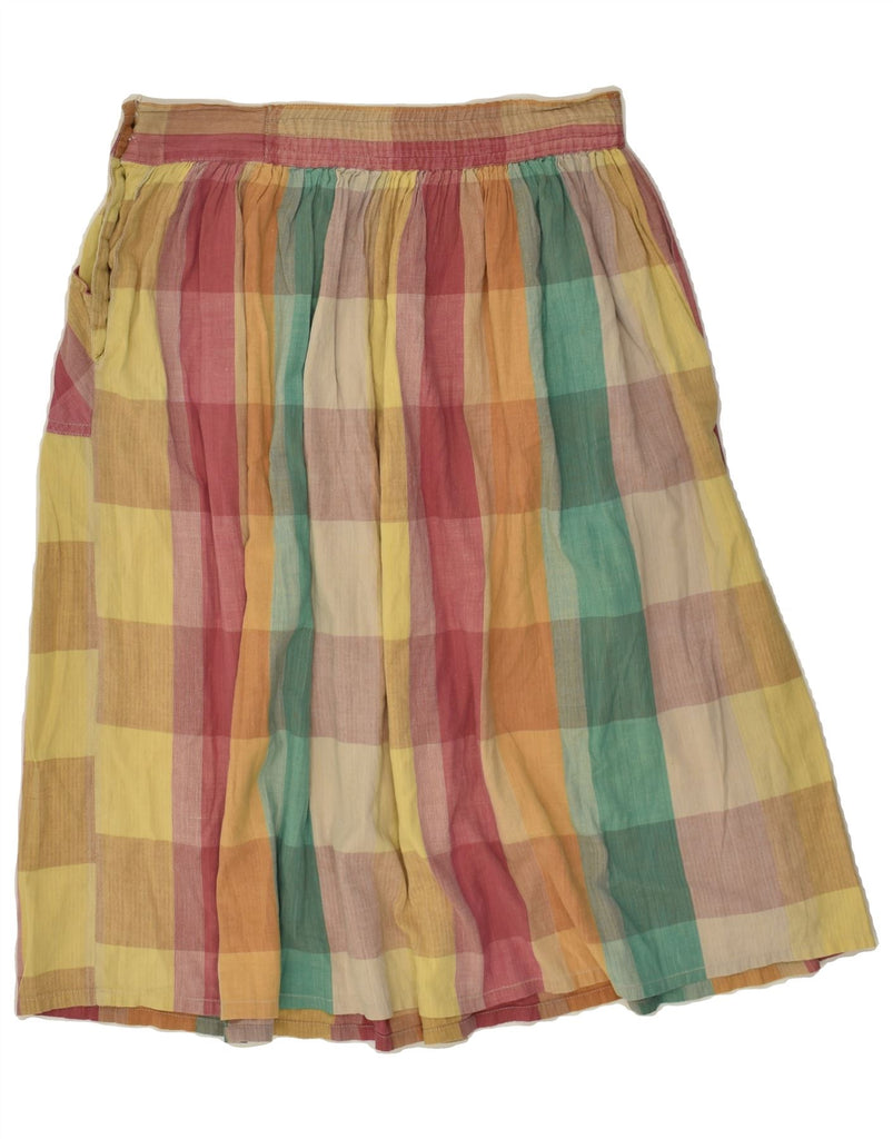 VINTAGE Womens A-Line Skirt UK 10 Small W28 Multicoloured Check Cotton | Vintage Vintage | Thrift | Second-Hand Vintage | Used Clothing | Messina Hembry 