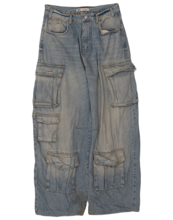 Zara Mens Cargo Wide Leg Jeans EU 40 Medium W31 L29 Blue