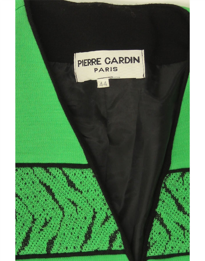 Pierre Cardin Womens 3 Button Blazer Jacket EU 44 XL Green Geometric Wool