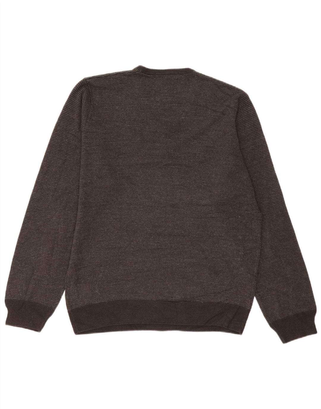 Marks & Spencer Mens V-Neck Jumper Sweater Medium Grey Striped Acrylic