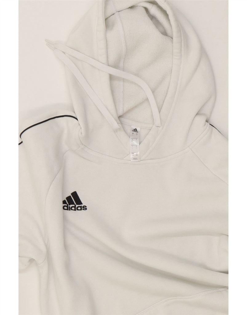 ADIDAS Mens Hoodie Jumper Large Off White Cotton Vintage Adidas and Second-Hand Adidas from Messina Hembry 