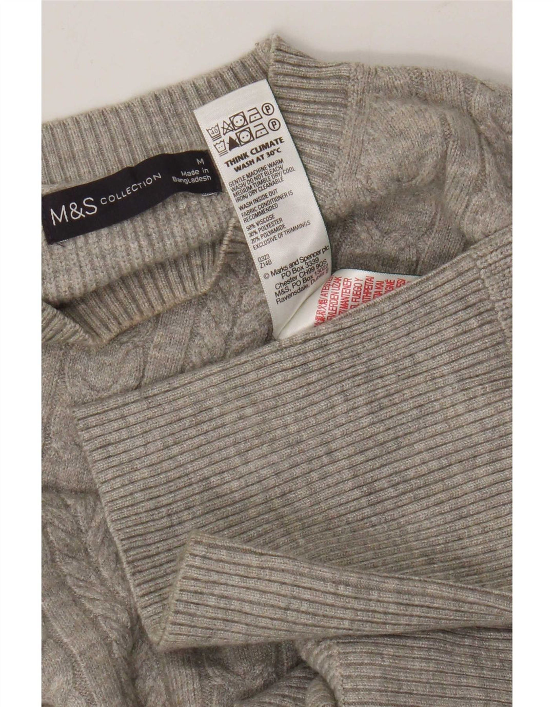 Marks & Spencer Womens Oversized Crew Neck Jumper Sweater UK 14 Medium Grey