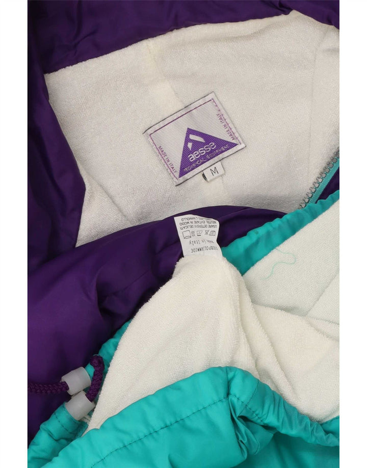 Aesse Mens Graphic Loose Fit Tracksuit Top Jacket Medium Purple Colourblock