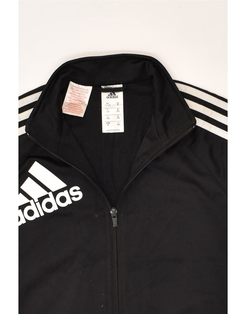 ADIDAS Boys Tracksuit Top Jacket 11-12 Years Black Polyester | Vintage Adidas | Thrift | Second-Hand Adidas | Used Clothing | Messina Hembry 