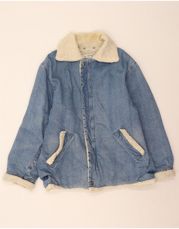 Vintage Mens Denim Sherpa Jacket UK 38 Medium Blue