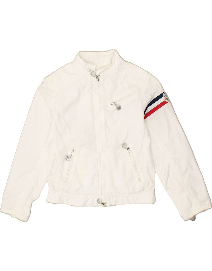 MONCLER Boys Graphic Bomber Jacket 7-8 Years White Nylon | Vintage Moncler | Thrift | Second-Hand Moncler | Used Clothing | Messina Hembry 