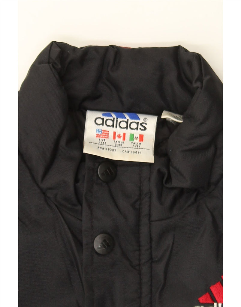 ADIDAS Boys Graphic Windbreaker Coat 4-5 Years Large Black Nylon Vintage Adidas and Second-Hand Adidas from Messina Hembry 