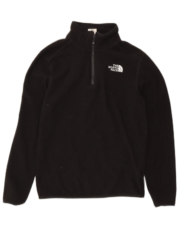 THE NORTH FACE Girls Zip Neck Fleece Jumper 12-13 Years Black Polyester