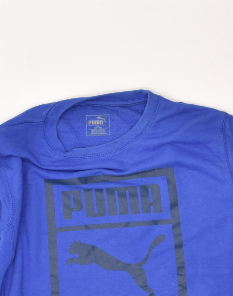 PUMA Girls Graphic Sweatshirt Jumper 14-15 Years Large Blue Cotton | Vintage Puma | Thrift | Second-Hand Puma | Used Clothing | Messina Hembry 