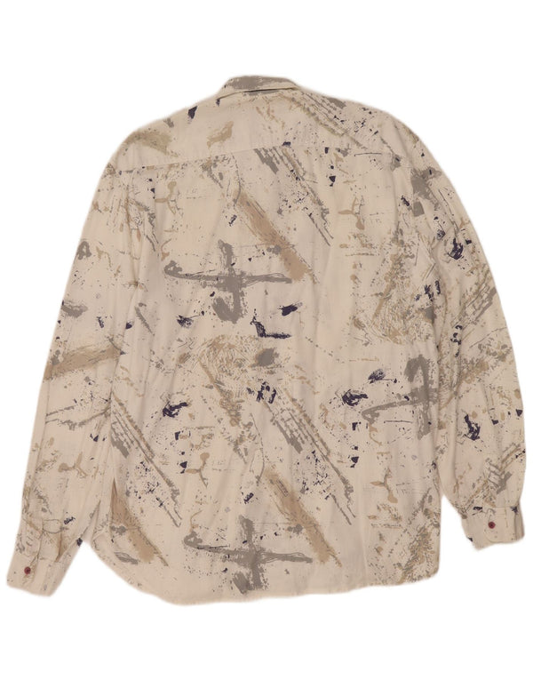 Silenzio Mens Abstract Pattern Shirt Large White