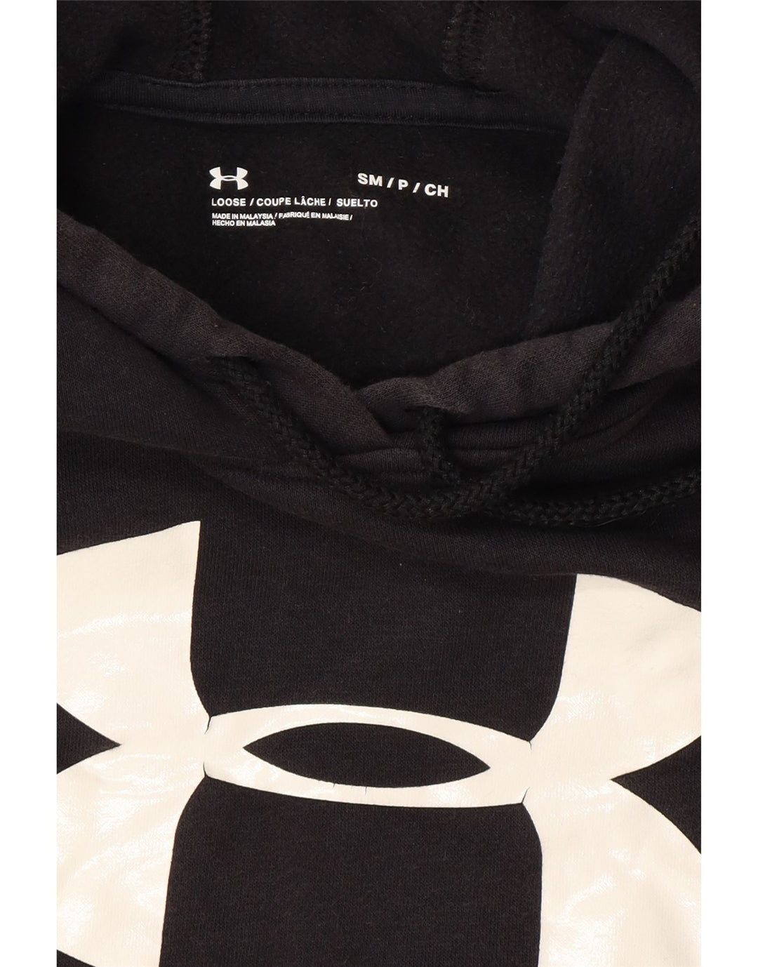 UNDER ARMOUR Mens Graphic Hoodie Jumper Small Black Cotton