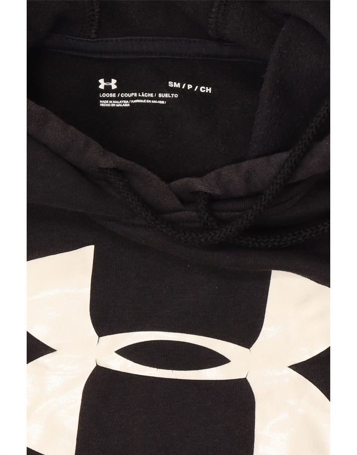 UNDER ARMOUR Mens Graphic Hoodie Jumper Small Black Cotton