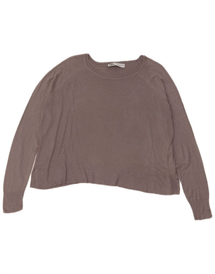 Zara Womens Oversized Blouse Top UK 10 Small Grey Viscose