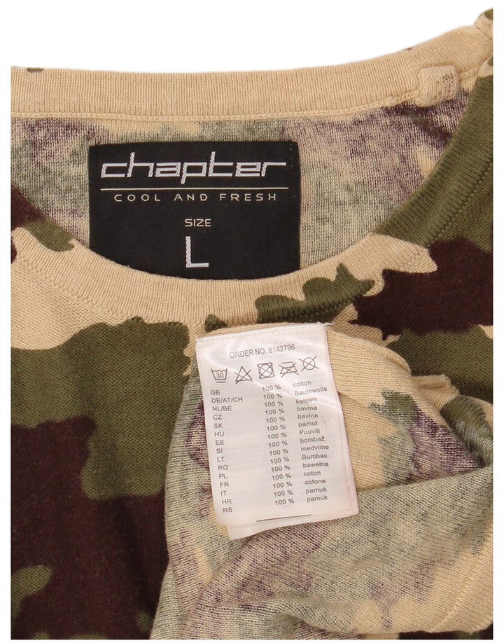 Chapter Mens Boat Neck Jumper Sweater Large Khaki Camouflage Cotton
