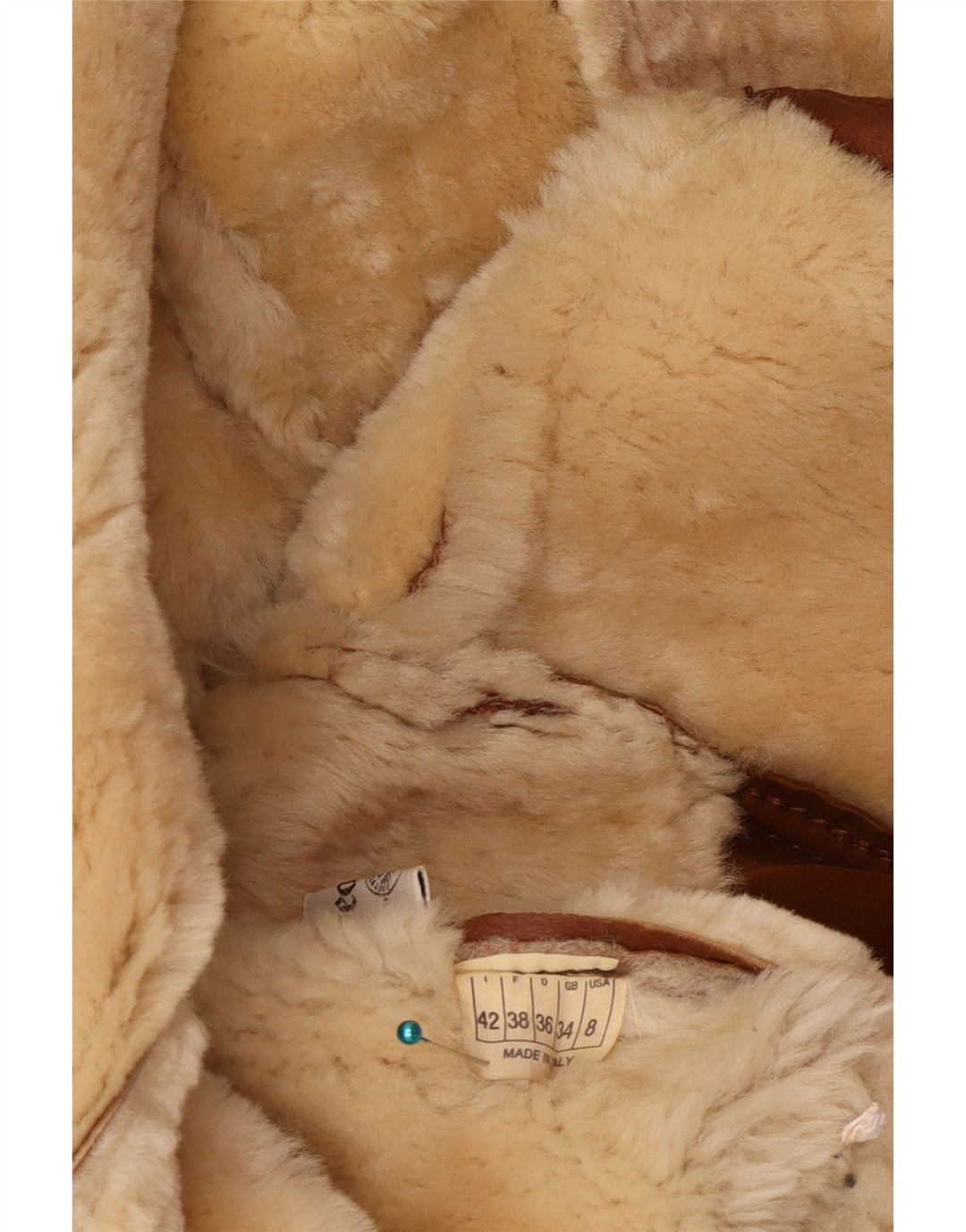 Vintage Womens Oversized Shearling Jacket US 8 Medium Brown Leather