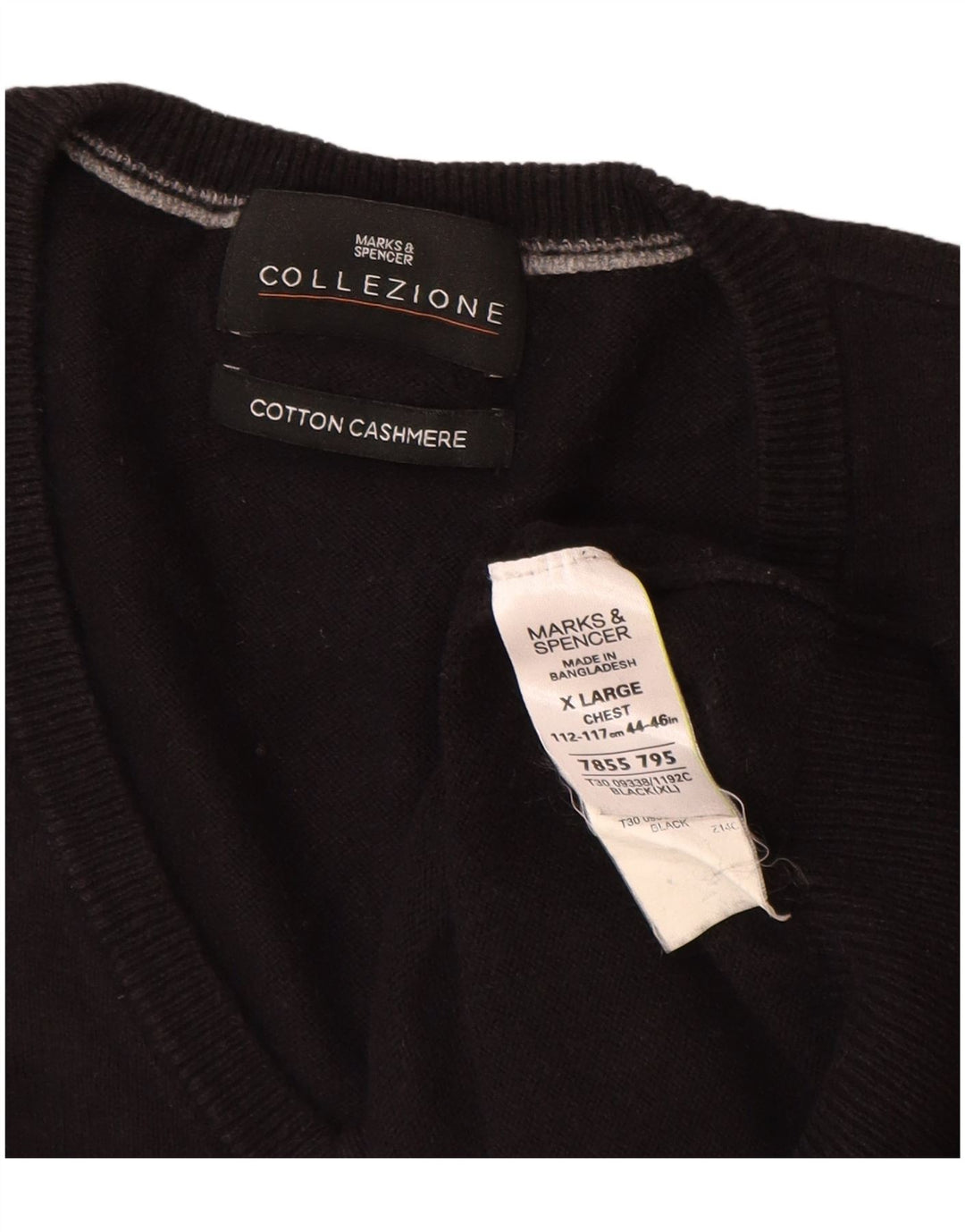 Marks & Spencer Mens Vest Tank Top XL Black Cotton