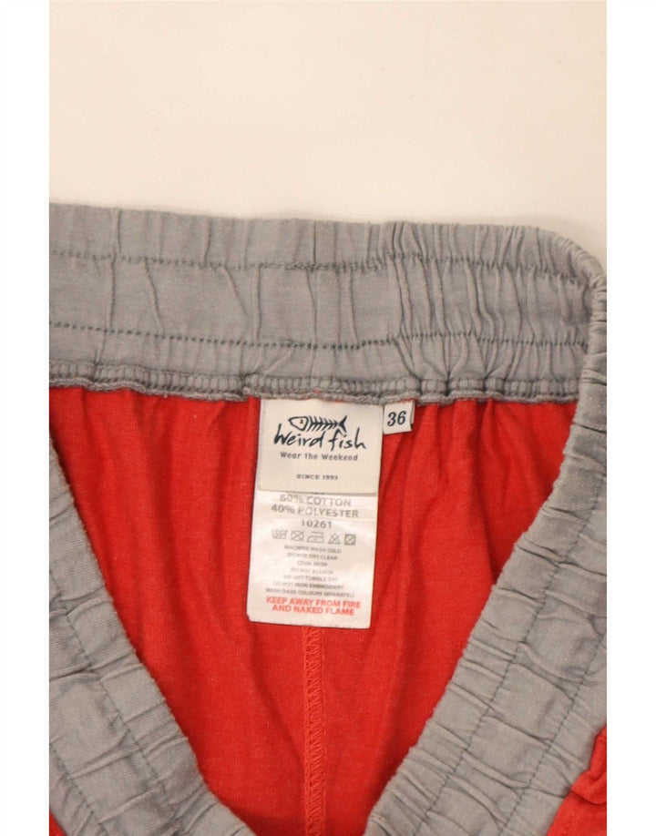 Weird Fish Mens Sport Shorts Large Red Colourblock Cotton