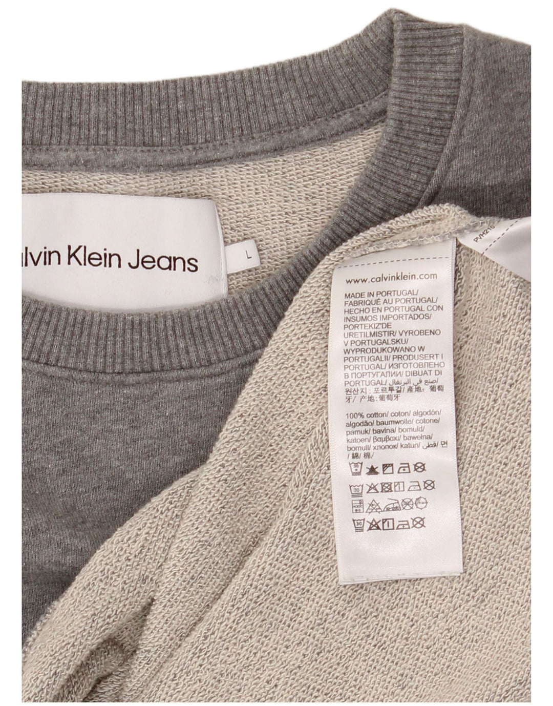CALVIN KLEIN JEANS Mens Graphic Sweatshirt Jumper Large Grey Cotton
