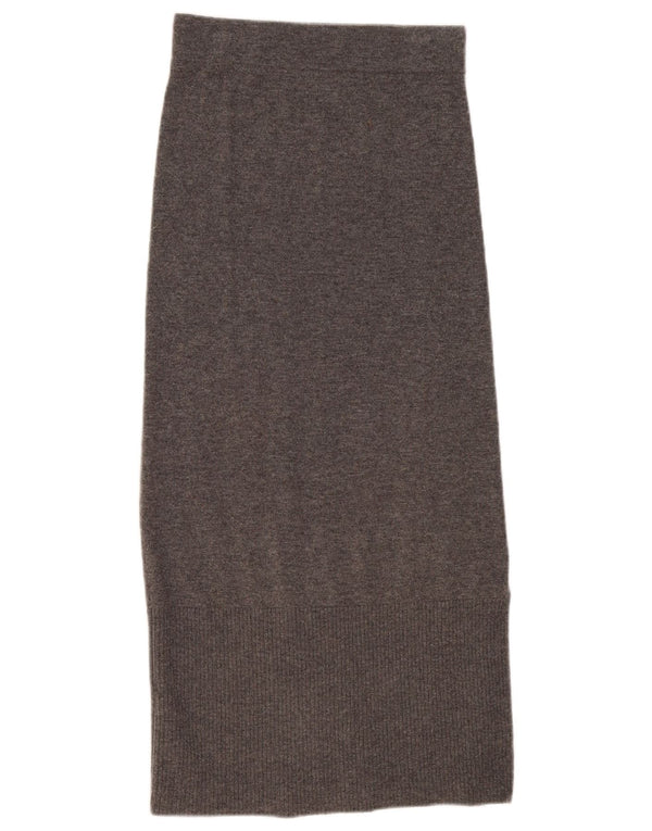 Massimo Dutti Womens Knit Maxi Skirt UK 6 XS W25 Grey Wool