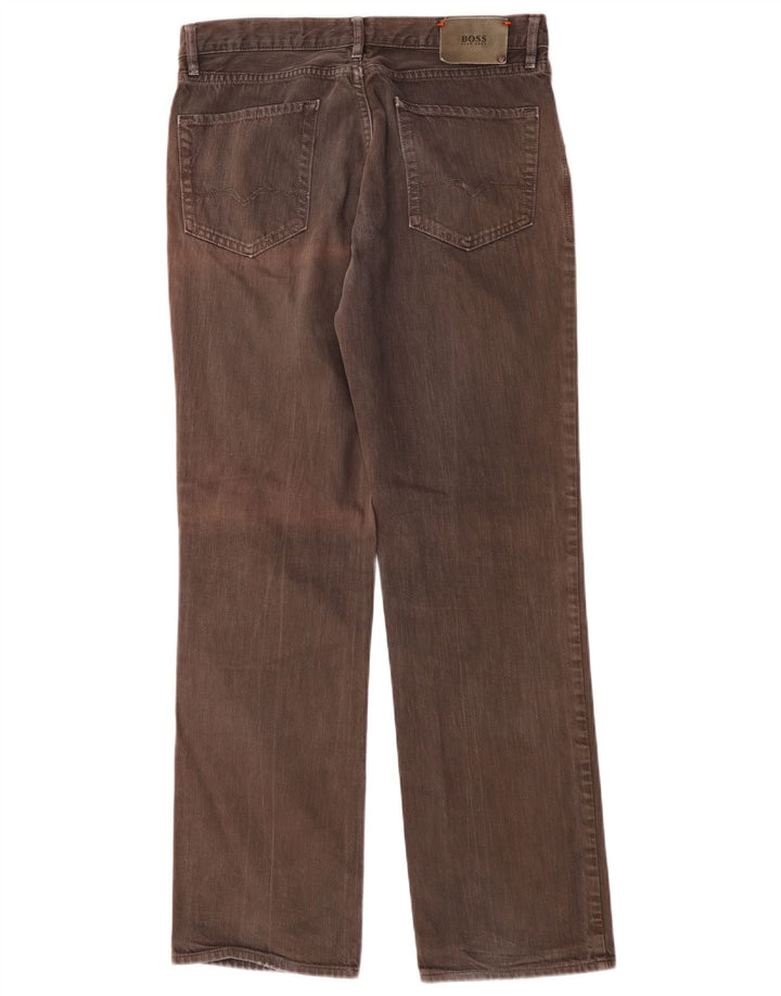 Hugo Boss Mens Regular Fit Straight Jeans W34 L33 Brown Cotton