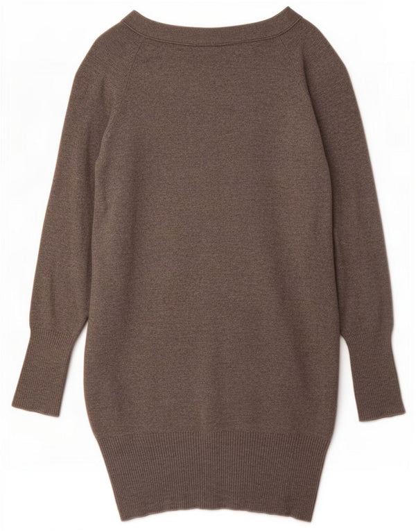 Zara Womens Longline Cardigan Sweater UK 10 Small Grey Cotton