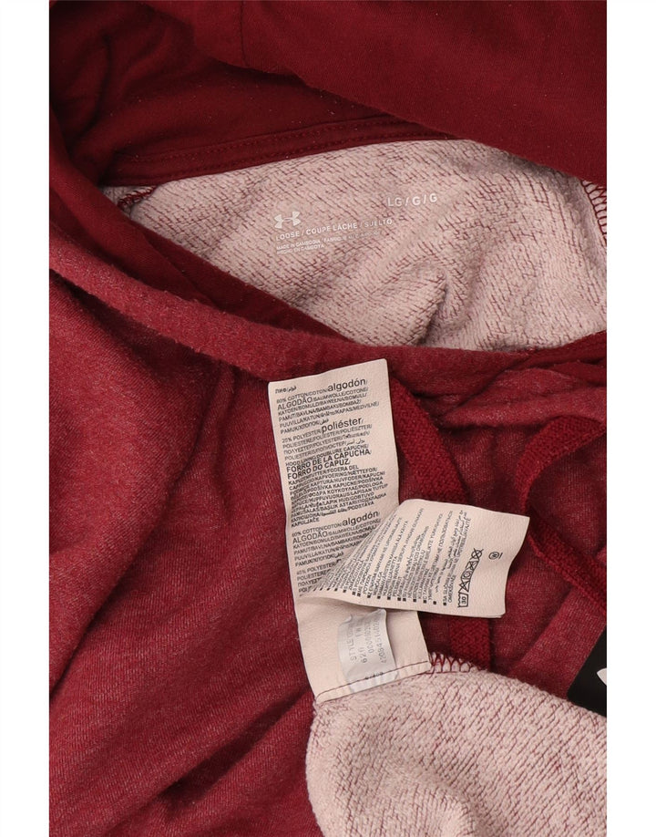 Under Armour Mens Hoodie Jumper Large Red Cotton