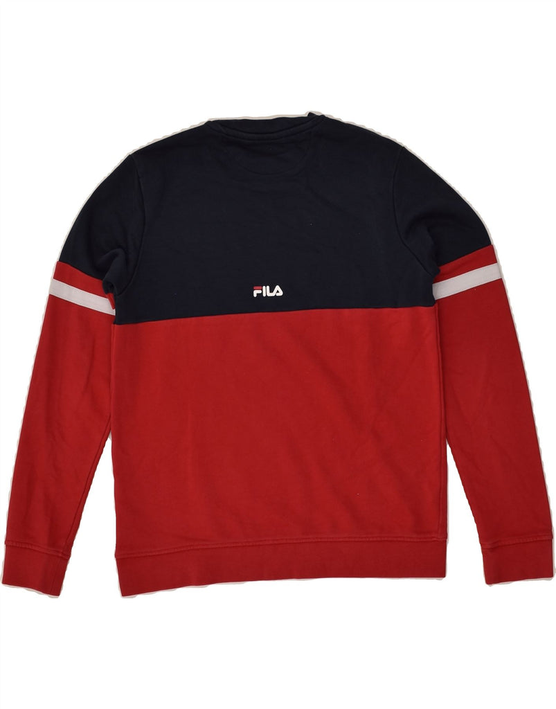 FILA Boys Graphic Sweatshirt Jumper 11-12 Years Navy Blue Colourblock | Vintage Fila | Thrift | Second-Hand Fila | Used Clothing | Messina Hembry 