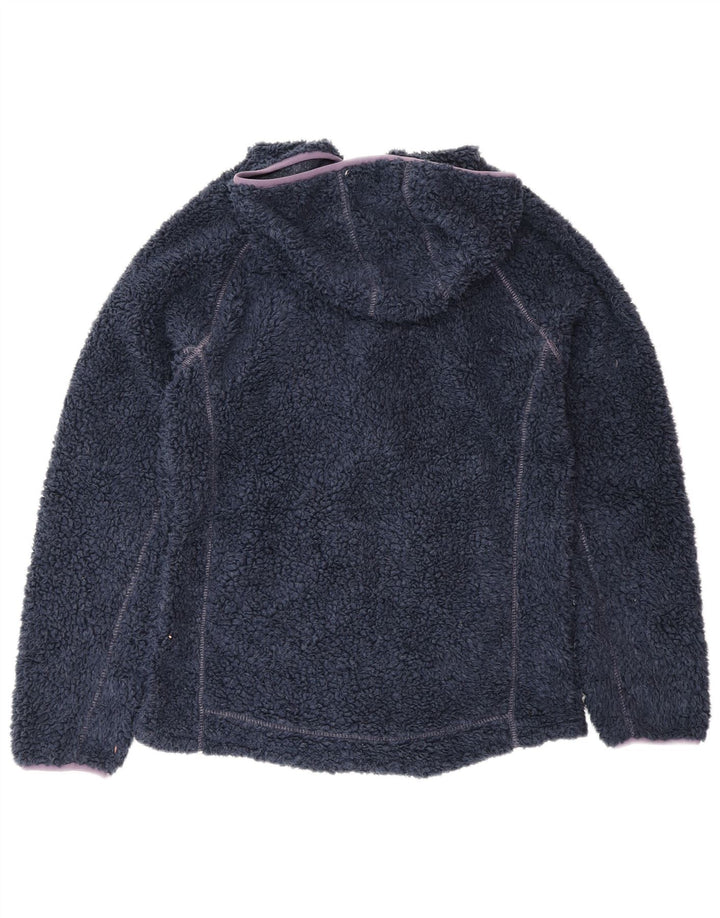 Weird Fish Womens Hooded Fleece Jacket UK 12 Medium Navy Blue Polyester