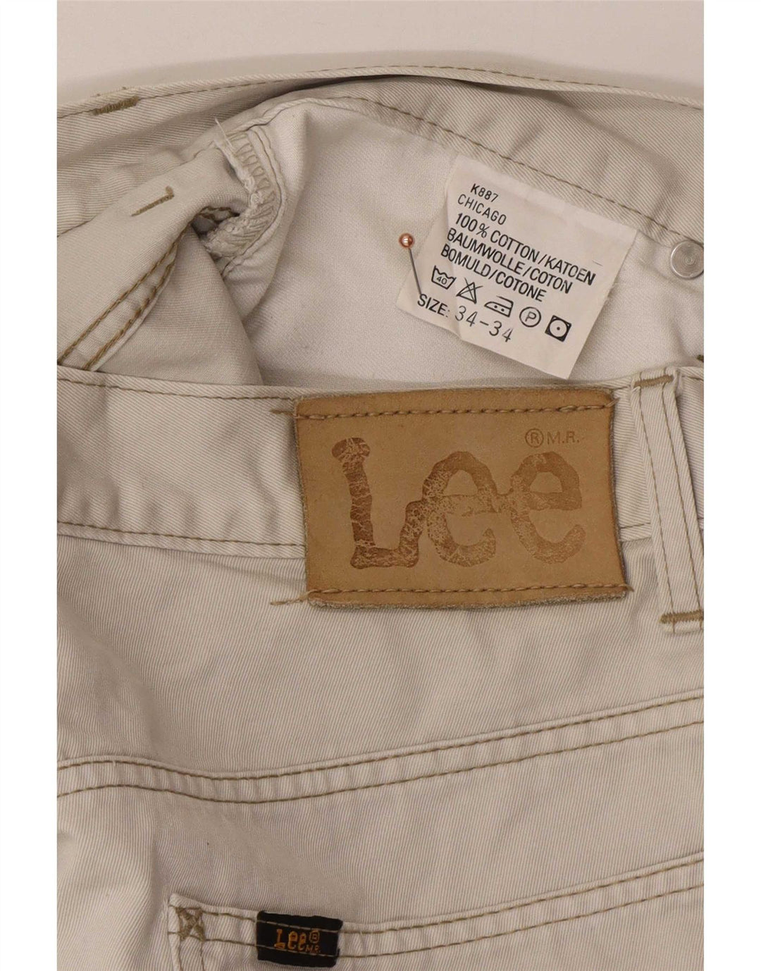 Lee Mens Chicago Straight Jeans W34 L30 White Cotton