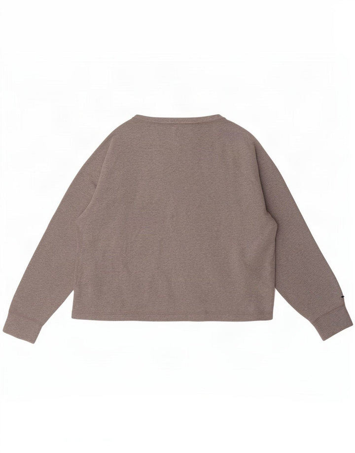 Champion Womens Crop Sweatshirt Jumper UK 16 Large Grey Cotton
