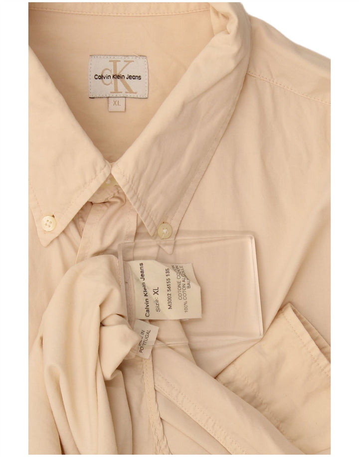 Calvin Klein Jeans Mens Shirt XL Beige Cotton
