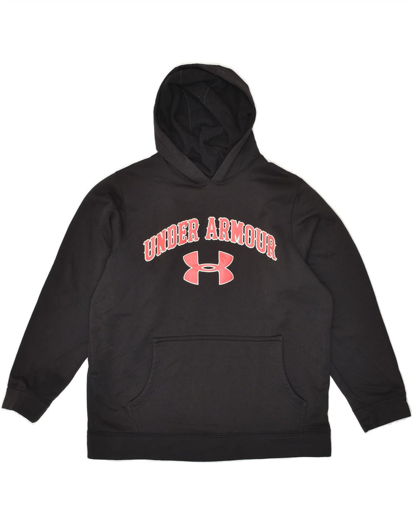 UNDER ARMOUR Boys Graphic Hoodie Jumper 9-10 Years Medium Black Polyester | Vintage Under Armour | Thrift | Second-Hand Under Armour | Used Clothing | Messina Hembry 