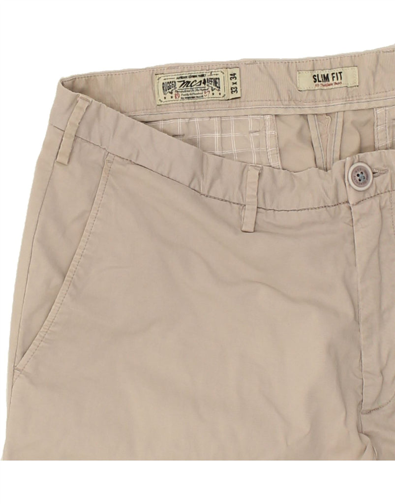 MARLBORO CLASSICS Mens Slim Fit Chino Trousers W33 L30  Beige | Vintage Marlboro Classics | Thrift | Second-Hand Marlboro Classics | Used Clothing | Messina Hembry 