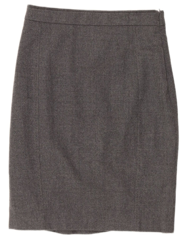 Ted Baker Womens Pencil Skirt Size 1 XS W26 Grey Virgin Wool