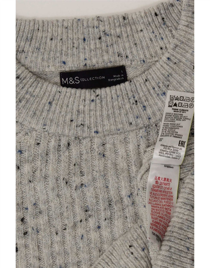 Marks & Spencer Womens Crew Neck Jumper Sweater UK 16 Large Grey Flecked