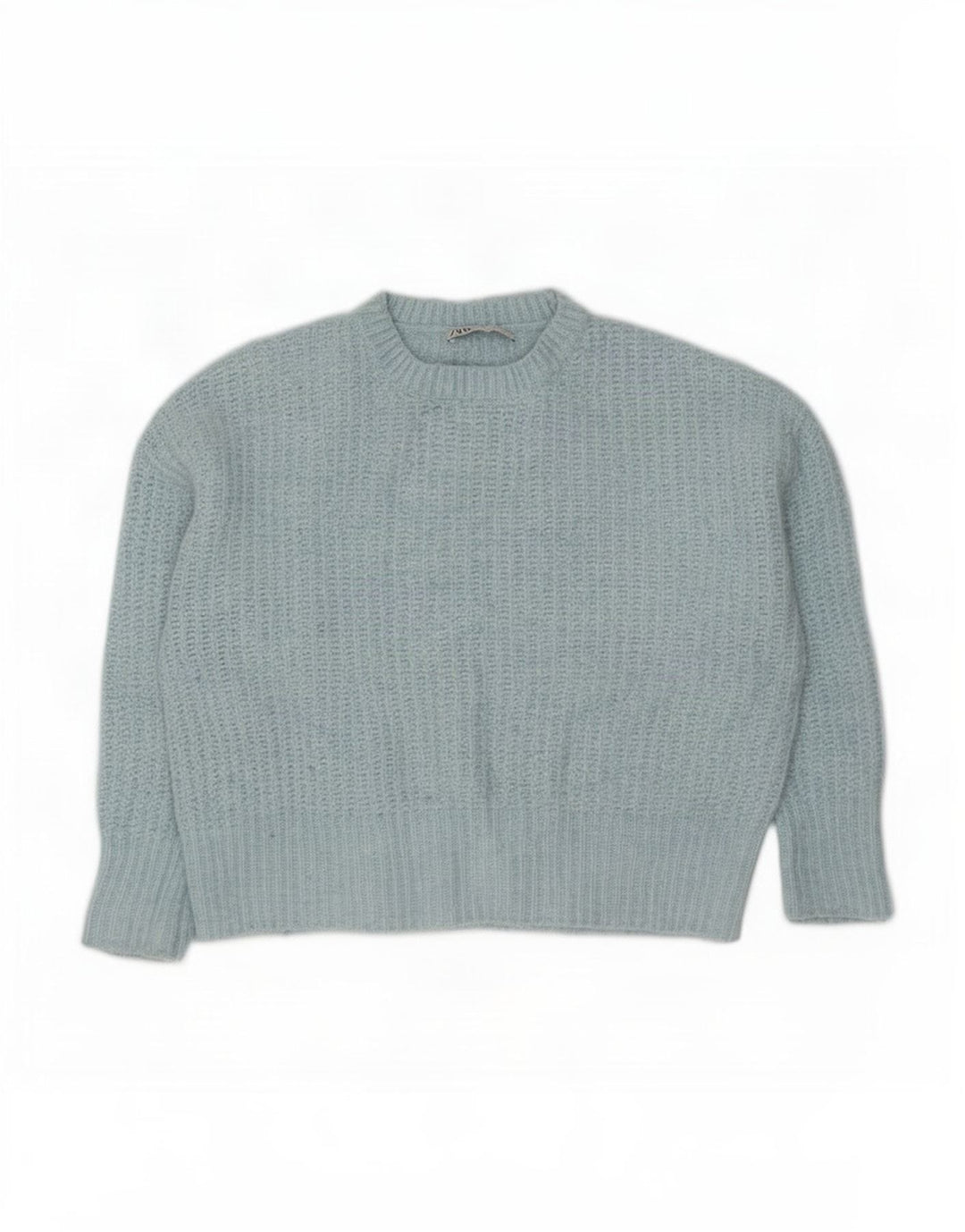 Zara Womens Oversized Crew Neck Jumper Sweater UK 14 Medium Blue Polyester