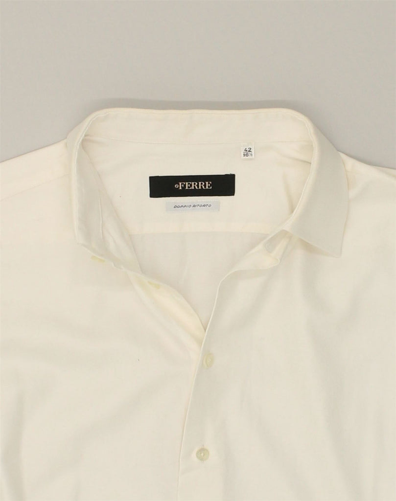 FERRE Mens Shirt Size 16 1/2 42 Large White Cotton | Vintage Ferre | Thrift | Second-Hand Ferre | Used Clothing | Messina Hembry 