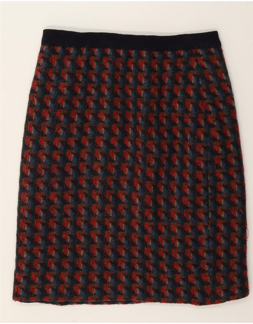 Vintage Womens Knit 2 Piece Skirt Set UK 14 Medium W28 Red Houndstooth