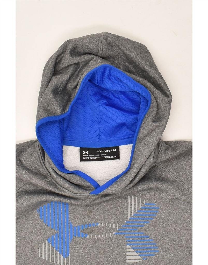 UNDER ARMOUR Boys Cold Gear Graphic Hoodie Jumper 13-14 Years XL Grey | Vintage Under Armour | Thrift | Second-Hand Under Armour | Used Clothing | Messina Hembry 