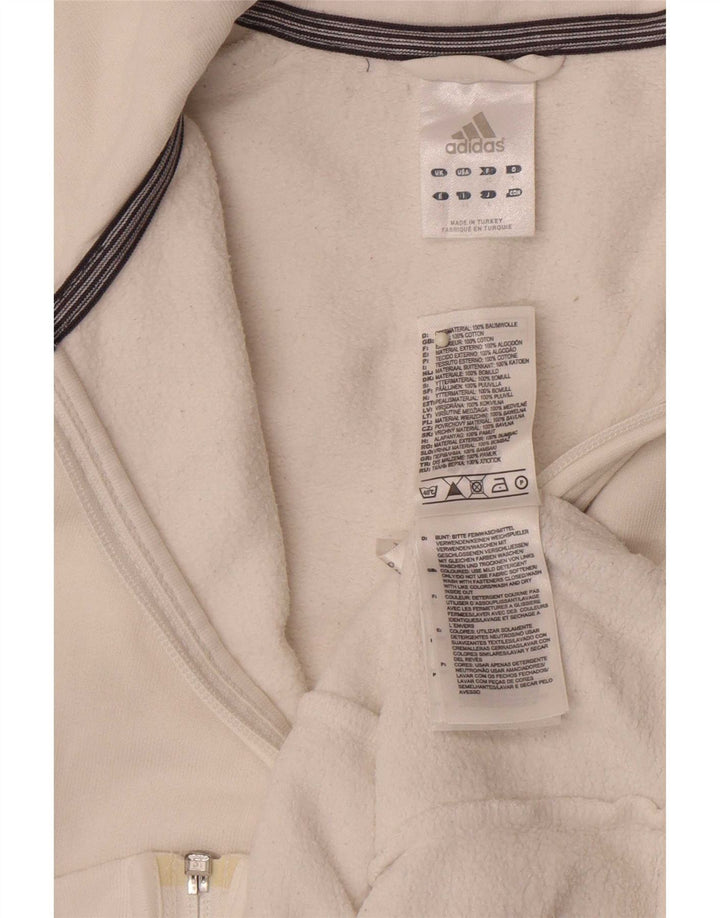 Adidas Womens Tracksuit Top Jacket UK 12 Medium White Cotton