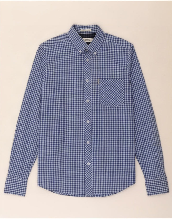 Ben Sherman Mens Shirt Small Blue Gingham Cotton