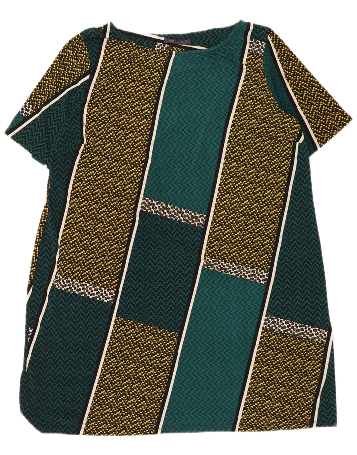 Marks & Spencer Womens Shift Dress UK 22 3XL Green Colourblock Polyester