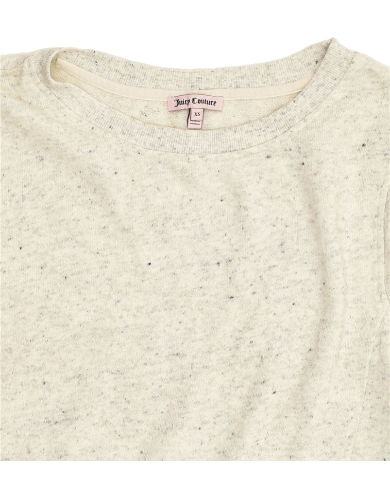 JUICY COUTURE Womens Short Sleeve Sweatshirt Jumper UK 4 XS White Flecked | Vintage Juicy Couture | Thrift | Second-Hand Juicy Couture | Used Clothing | Messina Hembry 