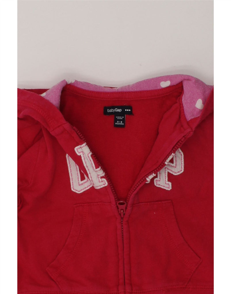 GAP Baby Girls Graphic Zip Hoodie Sweater 3-6 Months Red Cotton | Vintage Gap | Thrift | Second-Hand Gap | Used Clothing | Messina Hembry 