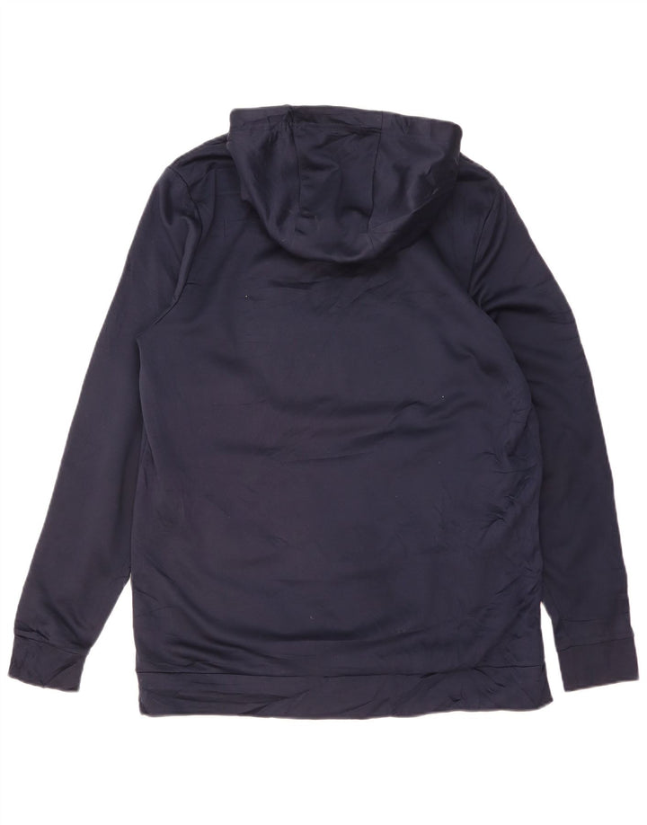 NIKE Mens Dri Fit Graphic Hoodie Jumper Large Navy Blue Polyester