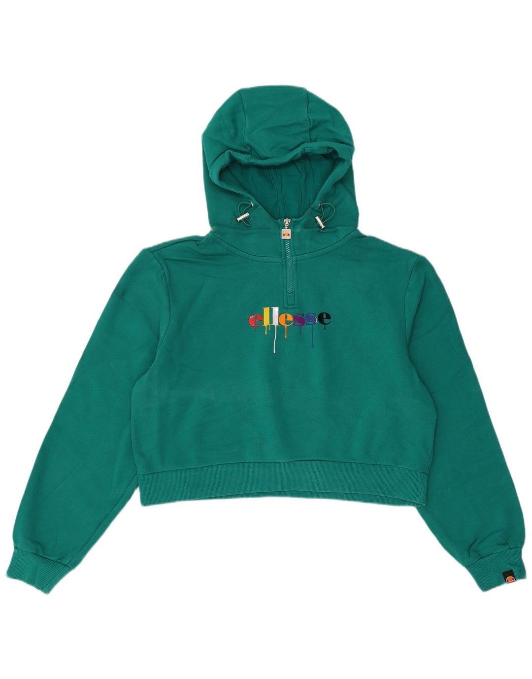 Ellesse Womens Oversized Graphic Hoodie Jumper UK 12 Medium Green Cotton