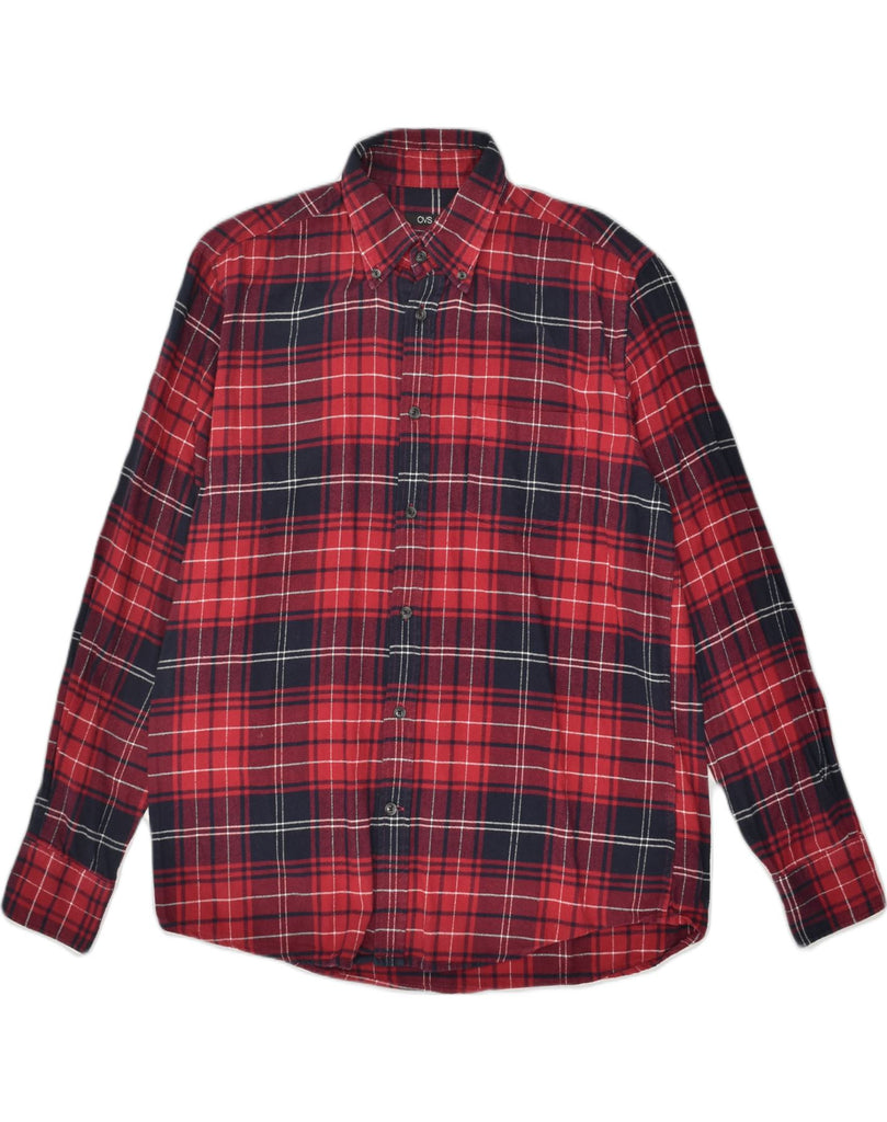 OVS Mens Flannel Shirt Medium Red Check Cotton | Vintage OVS | Thrift | Second-Hand OVS | Used Clothing | Messina Hembry 