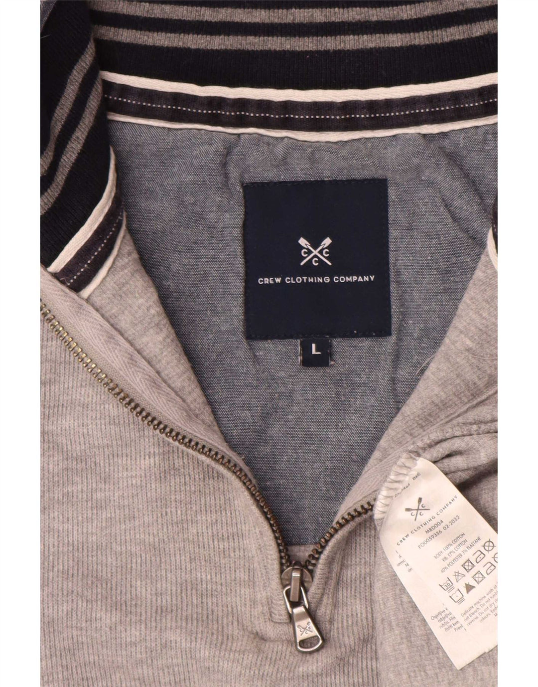 Crew Clothing Mens Zip Neck Sweatshirt Jumper Large Grey Flecked