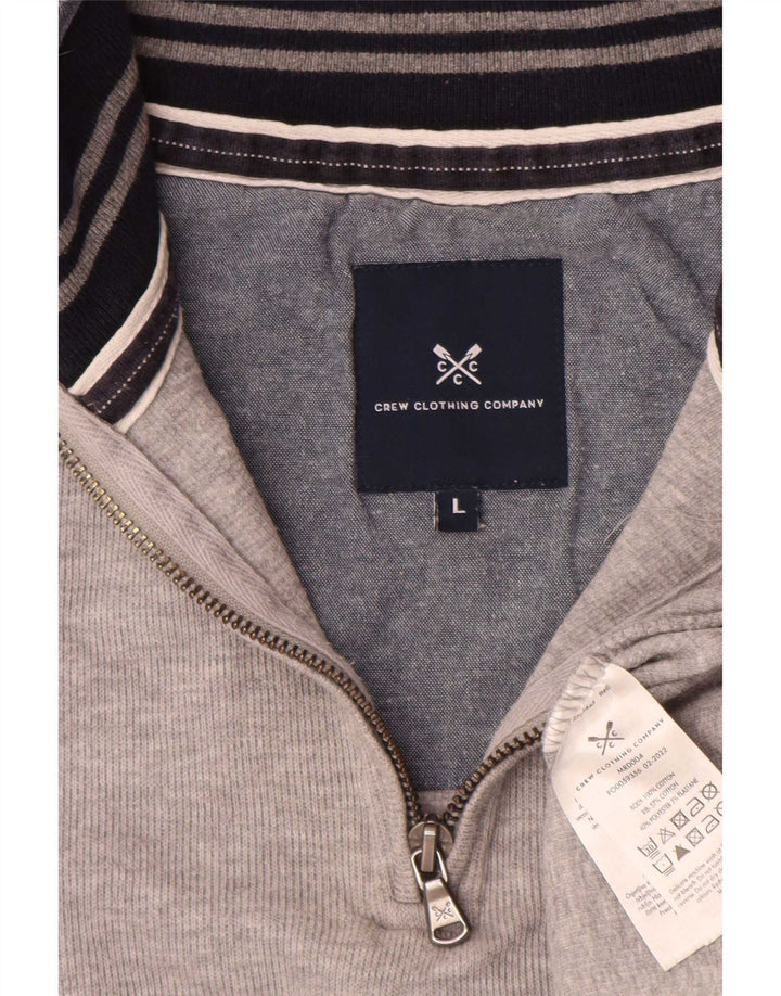 Crew Clothing Mens Zip Neck Sweatshirt Jumper Large Grey Flecked